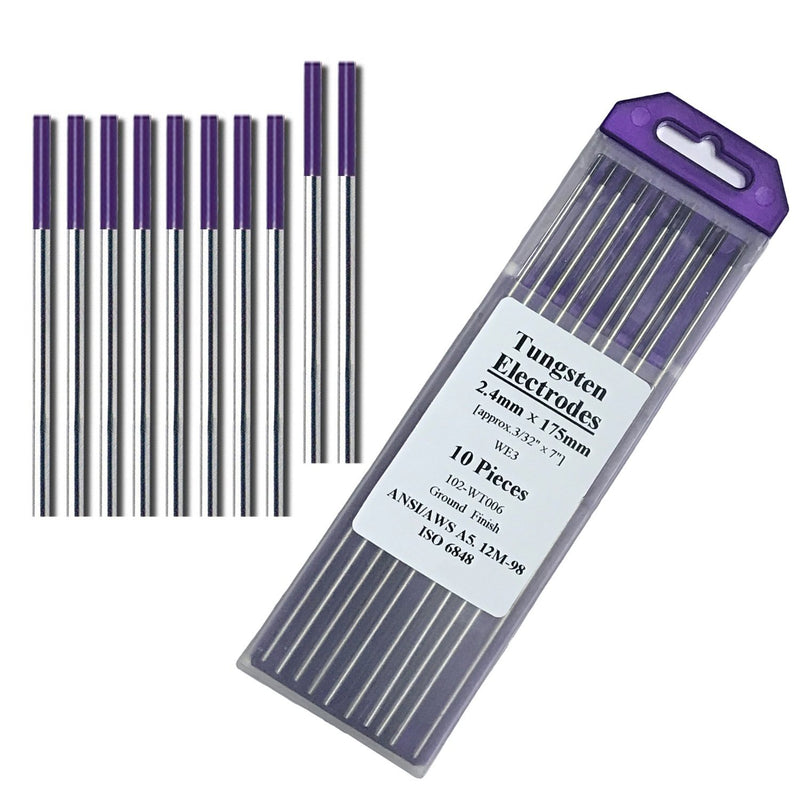 Zinger TIG Welding Tungsten Electrodes Rare Earth Blend 3/32” x 7” 10-Pack Purple - NewNest Australia