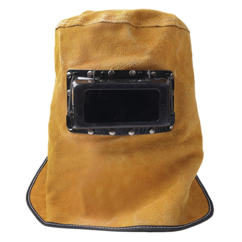 Comfortable Leather Welding Helmet, Welder Grinding Protective Gear Work Cap Hat Welding Flame Heat Resistant Anti-dust Head Face Neck Shield Safety Hood Helmet Yellow - NewNest Australia