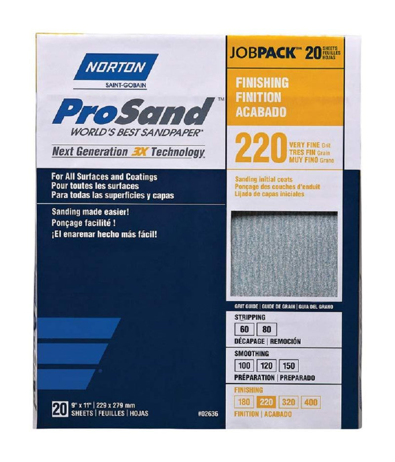 Norton 02636 Prosand 3X High Performance Sanding Sheet, 220 Grit - NewNest Australia