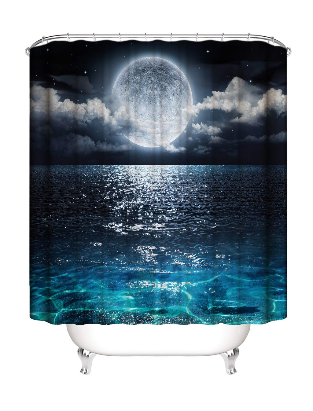 GOLDEN SUN Waterproof Fabric Shower Curtain for Bathroom,Colorful Funny Bathroom Curtains with Standard Size 72 x 72 Inch (Moon) - NewNest Australia