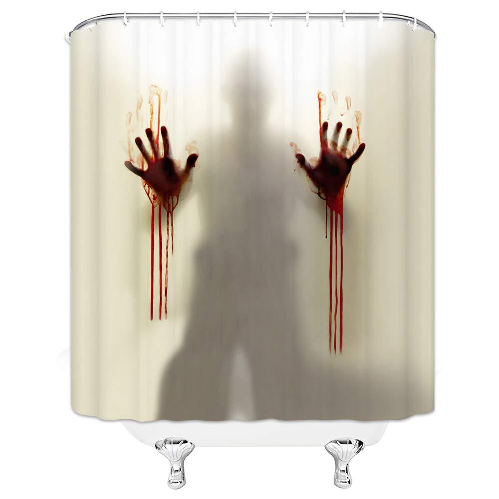 GOODCARE Help Me Scary Bloody Hands Shadow Funny Shower Curtain for Bathroom, Waterproof Shower Curtain Set with Hooks, Fabric Curtain Decor, 71x71inch - NewNest Australia