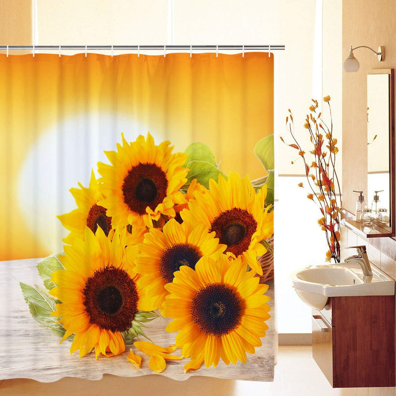 Likiyol Bathroom Shower Curtain Sunflowers in The Sunset Shower Curtains with 12 Hooks, Durable Waterproof Fabric Bathroom Curtain Yellow 70" L × 69" W - NewNest Australia