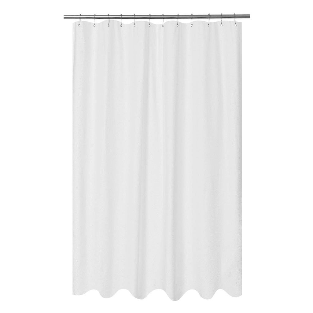 Embossed Microfiber Fabric Extra Long Shower Curtain Liner 84 inches Length, Soft & Lightweight, Washable and Water Repellent, White 71"x84"(Extra Long) - NewNest Australia