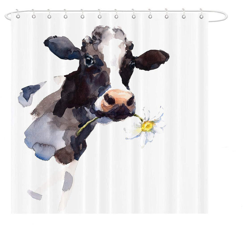 MAEZAP Cow Farmhouse Fall Shower Curtain Animal Painting Art Bathroom Decor Waterproof Polyester with Hooks 69x70 Inchs - NewNest Australia