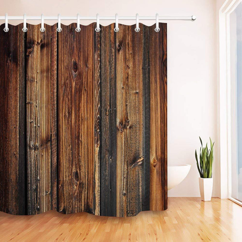 LB Rustic Country Style Barn Door Shower Curtains Farmhouse Style Western Brown Primitive Wood Shower Curtains for Rural Life 72x72 Inch Waterproof Polyester Fabric with 12 Hooks 72Wx72L - NewNest Australia