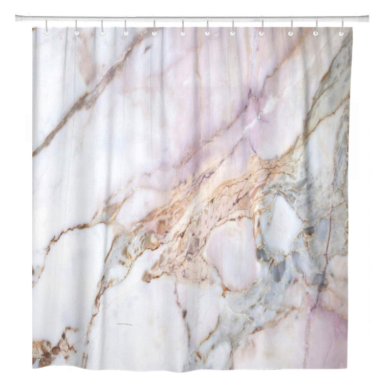 ArtSocket Shower Curtain Pink White Marble Pattern Gray Black Stone Light Granite Home Bathroom Decor Polyester Fabric Waterproof 72 x 72 Inches Set with Hooks 72"W x 72"L - NewNest Australia