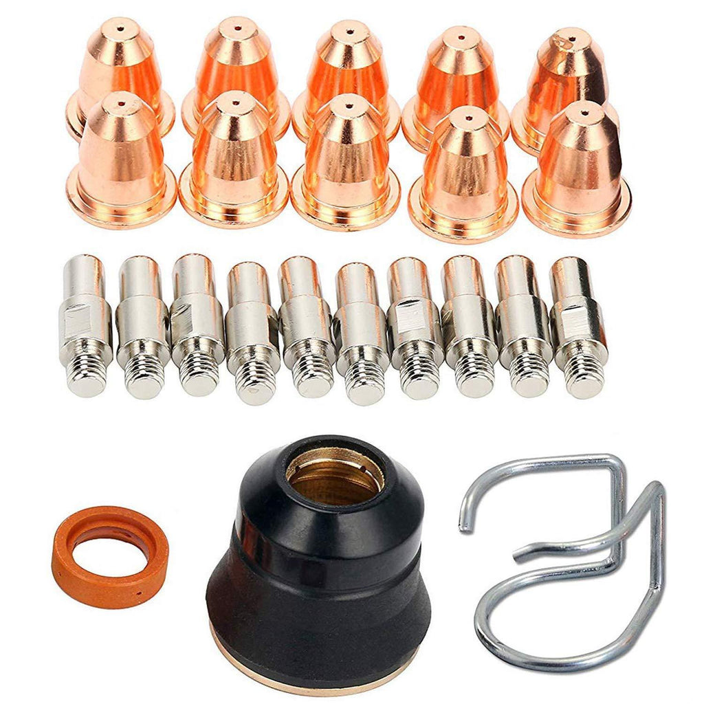 RX WELD 23pcs Plasma Cutter Torch S45 Accessory Kit PR0010 Electrodes PD0116-08 Nozzle Tips Spacer Guide Retaining Cap Gas Diffuser CV0010 Consumables For S45 Torch - NewNest Australia