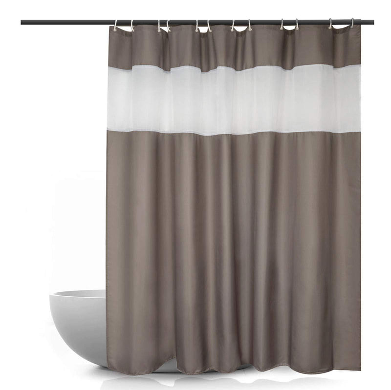 Ebecede Fabric Shower Curtain or Liner 72 x 78 with White Strip, Universal Simple Style Fabric Bathroom Curtain 78 inch Long for Home, Spa Hotel Quality, Light Brown 72Wx78L - NewNest Australia