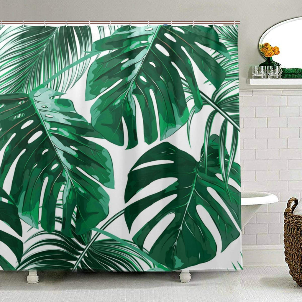 ZOEO Palm Tree Shower Curtain for Bathroom Green Tropical Hawaii Fabric Shower Curtain Set Jungle Leaves Backdrop 12 Hooks Waterproof Polyester Washable for Old Bathroom 72x72 inch - NewNest Australia