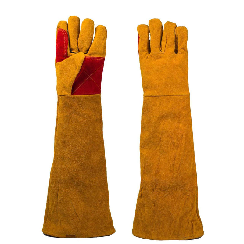 Eyourlife 1 Pair Leather Welding Gloves 23.62" Extra Long Sleeves, Cut-Proof Labor Gloves, Thicken Extreme Heat Resistant Working Protect Gloves, Fireplace/Gardening Gloves - NewNest Australia