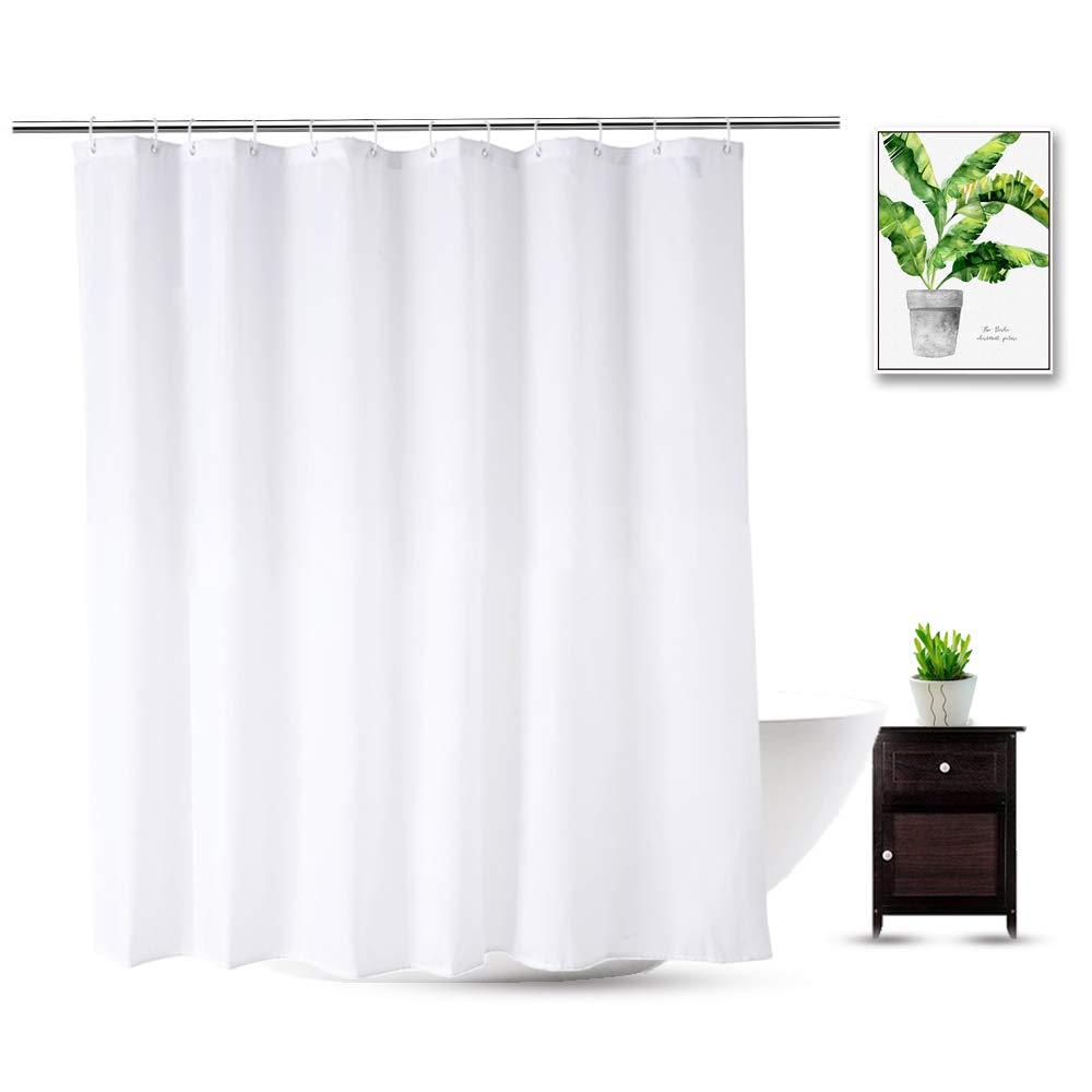 Fabric Shower Curtain Liner 70 x 74 Inch, Water Repellent Polyester Long Bathroom Shower Curtains Spa and Hotel Quality, Machine Washable, White Longer/70"W X 74"H'' - NewNest Australia