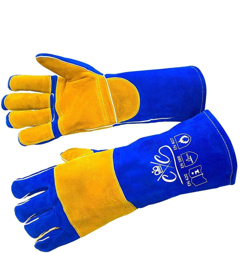 Premium Leather Welding Gloves | Heat Fire Resistant Welders Glove | Mig Welding Gloves |Oven-Grill-Fireplace-Furnace-Stove-Tig-Welder-BBQ-Coal Forge Glove | 16 inches Extra Long Sleeve Kevlar Stitch - NewNest Australia