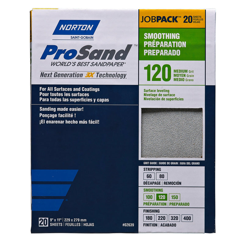 Norton ProSand 9" x 11" Sanding Sheets 120G 20pack - NewNest Australia
