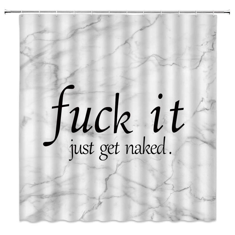 Get Naked Shower Curtain Fuck It Funny Cute Quotes Bold Font Black White Grey Marble Texture Stripe Fashion Cool Sexy Symbol of Love Valentine's Day Fabric Bathroom Curtain with Hooks Grey Blue Black 70"WX70"H - NewNest Australia