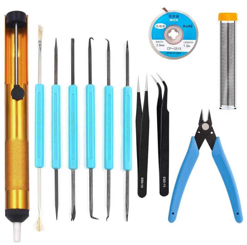 Professional welding tools and desoldering tool sets (12 pieces), desoldering pumps, desoldering wicks, wire cutters, tweezers, welding wire, soldering iron auxiliary accessories - NewNest Australia