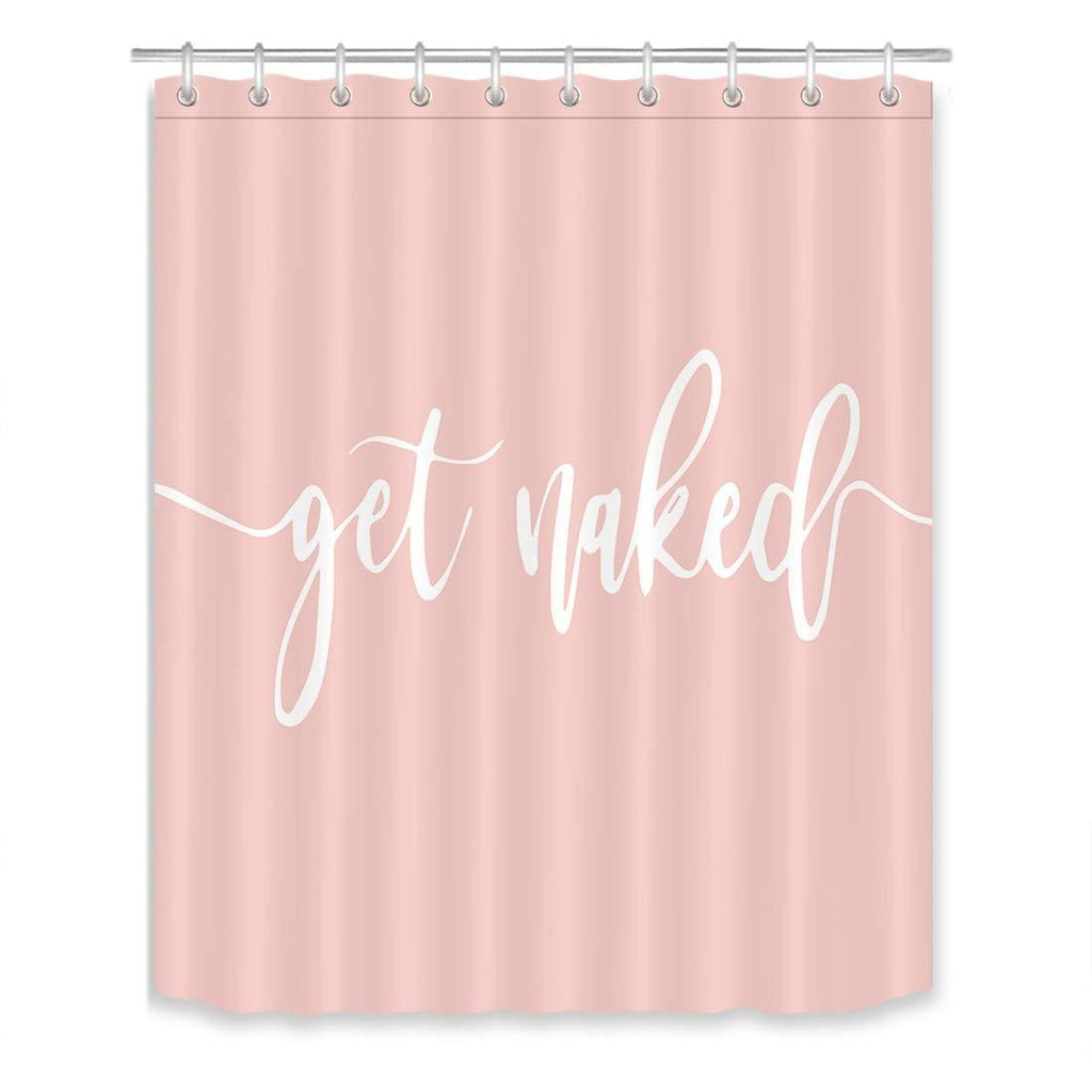 LB Get Naked Shower Curtain Funny Quotes Words Pink Shower Curtains for Bathroom with Hooks 60x72 inch Waterproof Polyester Fabric Bathroom Decorations 60''Wx72''L - NewNest Australia