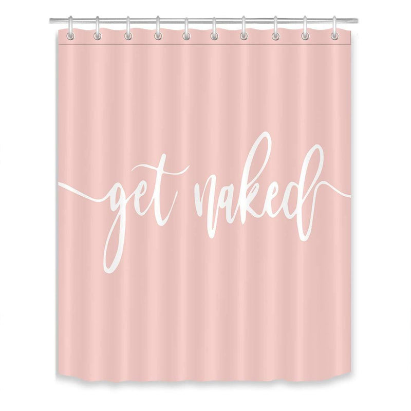 LB Get Naked Shower Curtain Funny Quotes Words Pink Shower Curtains for Bathroom with Hooks 60x72 inch Waterproof Polyester Fabric Bathroom Decorations 60''Wx72''L - NewNest Australia