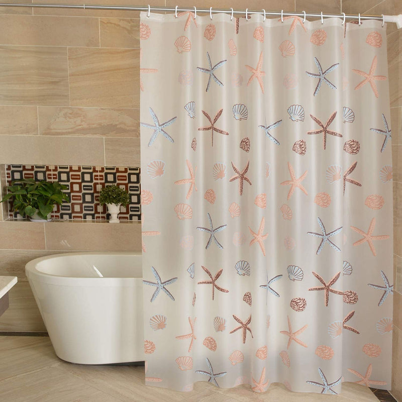 LIVILAN Starfish PEVA Shower Curtain 12 Hooks Waterproof 2 in 1 Shower Curtain Liners 71" x 71" - NewNest Australia