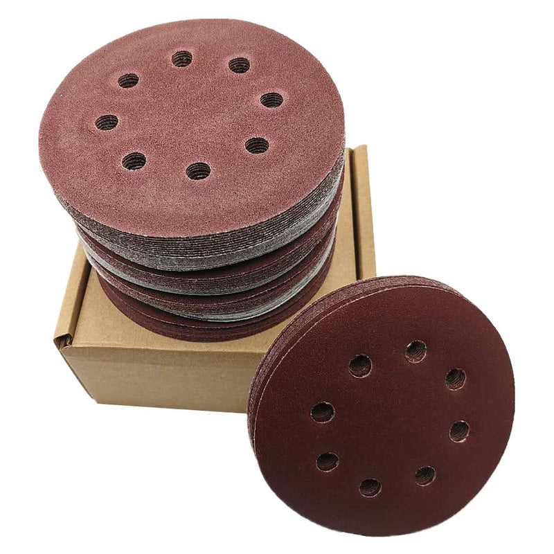 80 Pcs Sandpaper Set 5 Inch 8 Hole Hook and Loop Adhesive Sanding Discs Sandpapers - 2000/1500/1000/800/400/320/180/100 Grit Assorted for Random Orbital Sander Abrasive Paper Pads - NewNest Australia