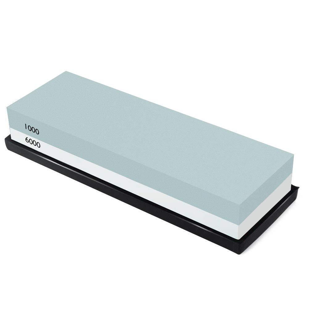 Knife Sharpening Stone Combination Dual Sided Grit With Base for Sharpening and Polishing Tool with Anti Slip Base for Kitchen Knives, Hunting Knives, Pocket Knives and Tool Blades (1000/6000) 1000/6000 - NewNest Australia