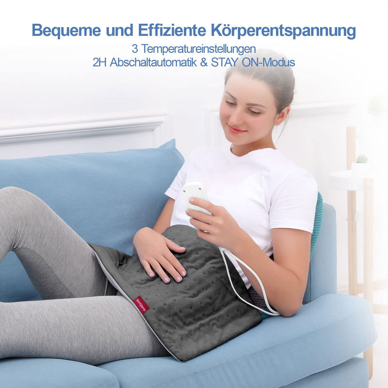 Comfytemp Electriches heating pad with automatic switch-off 30 x 60cm, large heat pad with 3 heat settings, dry and moist heat therapy for back, shoulder, neck, washable heating pad - NewNest Australia