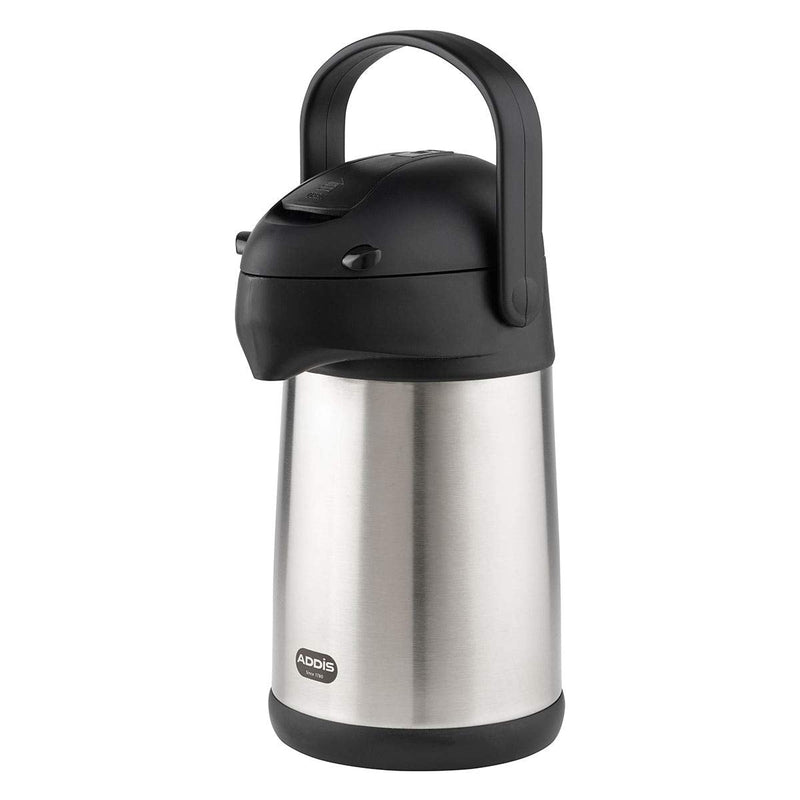 Addis Conference Pump Pot Catering Hotel Travel Dining Commercial Business Vacuum, 2 Litre, Stainless Steel/Black, Silver - NewNest Australia