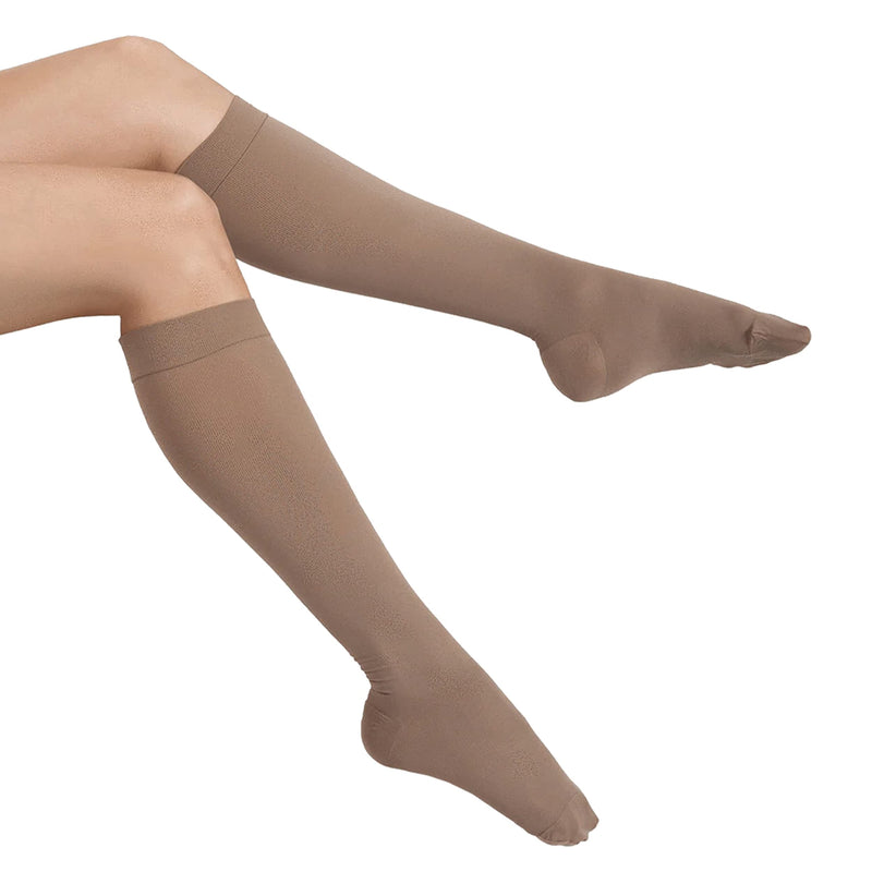 MAXAR Unisex Knee High Dress & Travel Support Socks, Graduated Compression 12-15 mmHg, Helps Reduce Tiredness, Aching & Swelling of Legs, Closed Toe (Beige, Small) S Beige - NewNest Australia