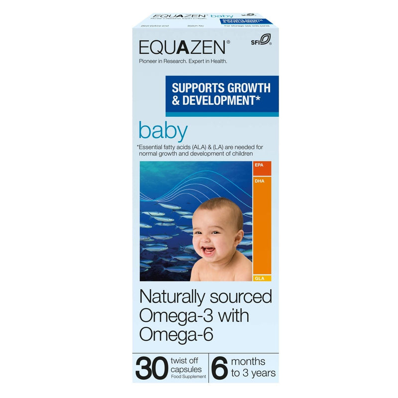 EQUAZEN Baby Capsules | Omega 3 & 6 Supplement | Supports Brain Function* | Formulated with baby in mind | Add to food/drink | Blend of DHA, EPA & GLA | Suitable from 6 months to 3 years | 30 capsules - NewNest Australia