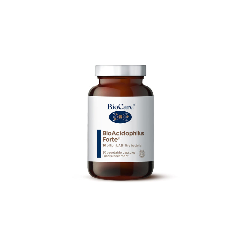 BioCare BioAcidophilus Forte | Vegetable Capsules | 30 Billion LAB4 Live Bacteria | Suitable for Vegetarians and Vegans | Food Supplement | 30 Capsules 30 Count (Pack of 1) - NewNest Australia