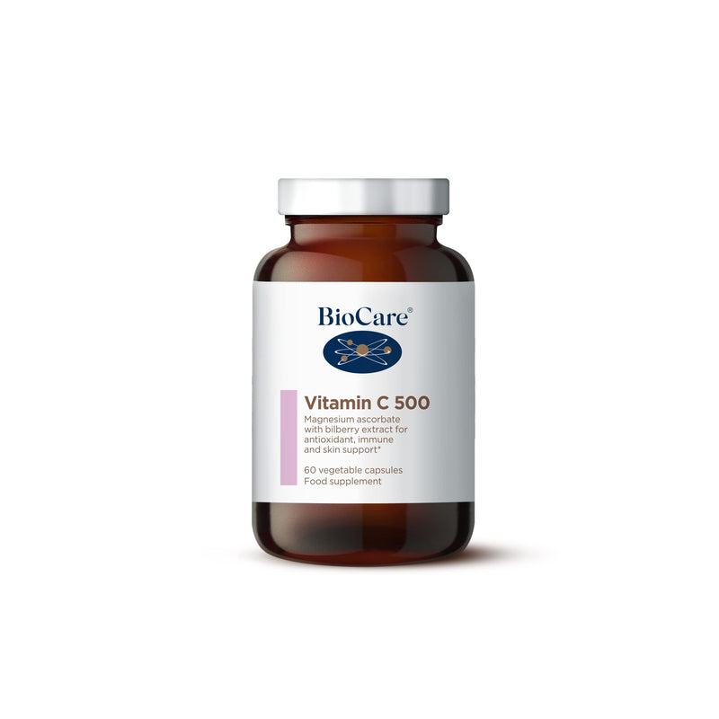 BioCare Vitamin C 500 | Magnesium Ascorbate with Bilberry Extract for Antioxidant, Immune and Skin Support | Suitable for Vegetarians and Vegans | 60 Capsules - NewNest Australia