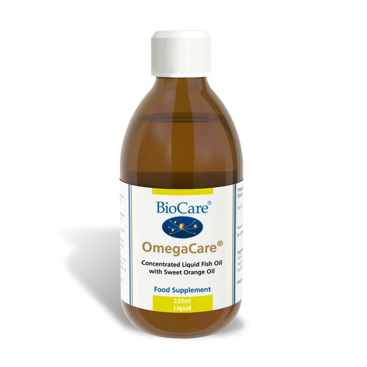 BioCare OmegaCare | Highly Concentrated Liquid Fish Oil with Sweet Orange Oil | EPA and DHA Support Normal Heart | Providing Optimum Levels of Essential Fatty Acids | 225 ml - NewNest Australia