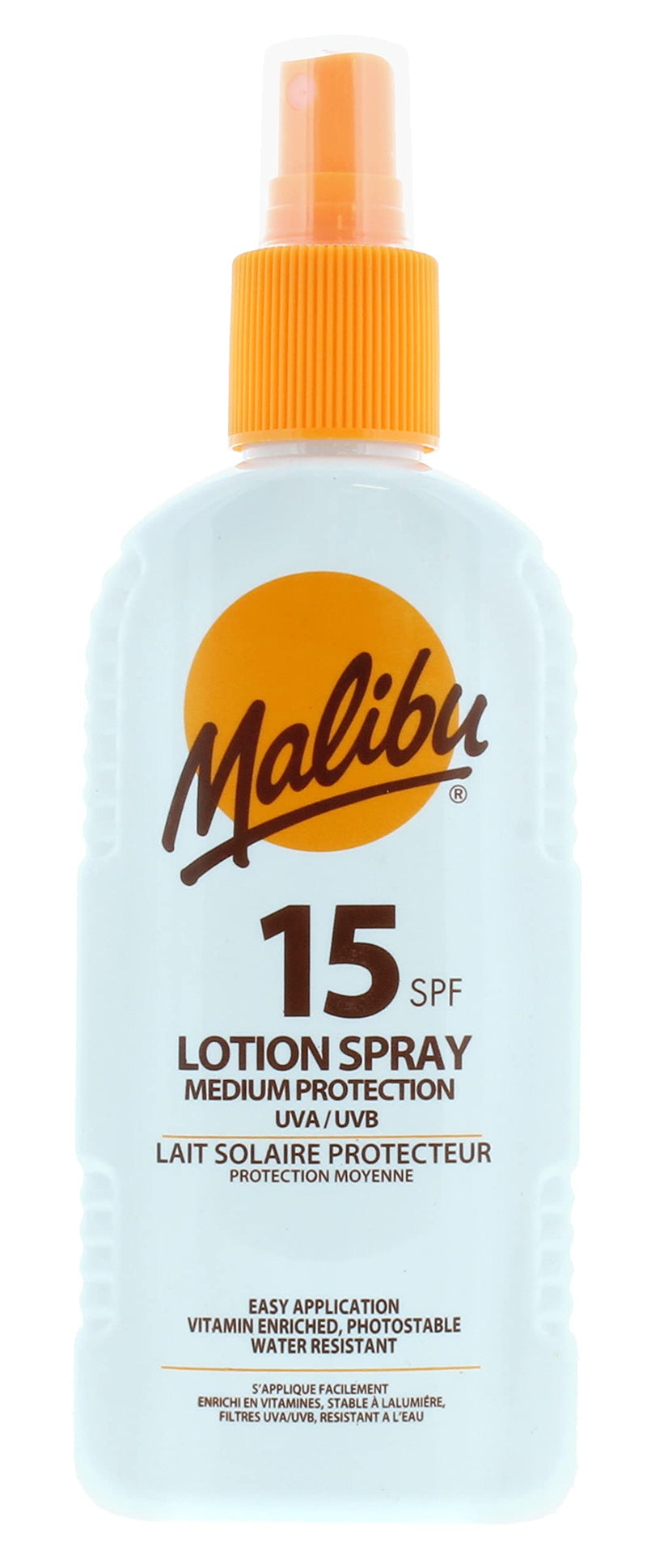 Malibu Medium Protection Sun Lotion Spray SPF15 With Vitamin E And Pro Vitamin B5 200 ml - NewNest Australia