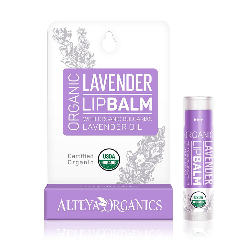 Alteya Organic Lip Balm Lavender 4.5 g - USDA Certified Organic Pure Natural Restorative Lip Care based on Bulgarian Lavender Oil and a Bouquet of Hydrating and Nourishing Botanical Butters - NewNest Australia