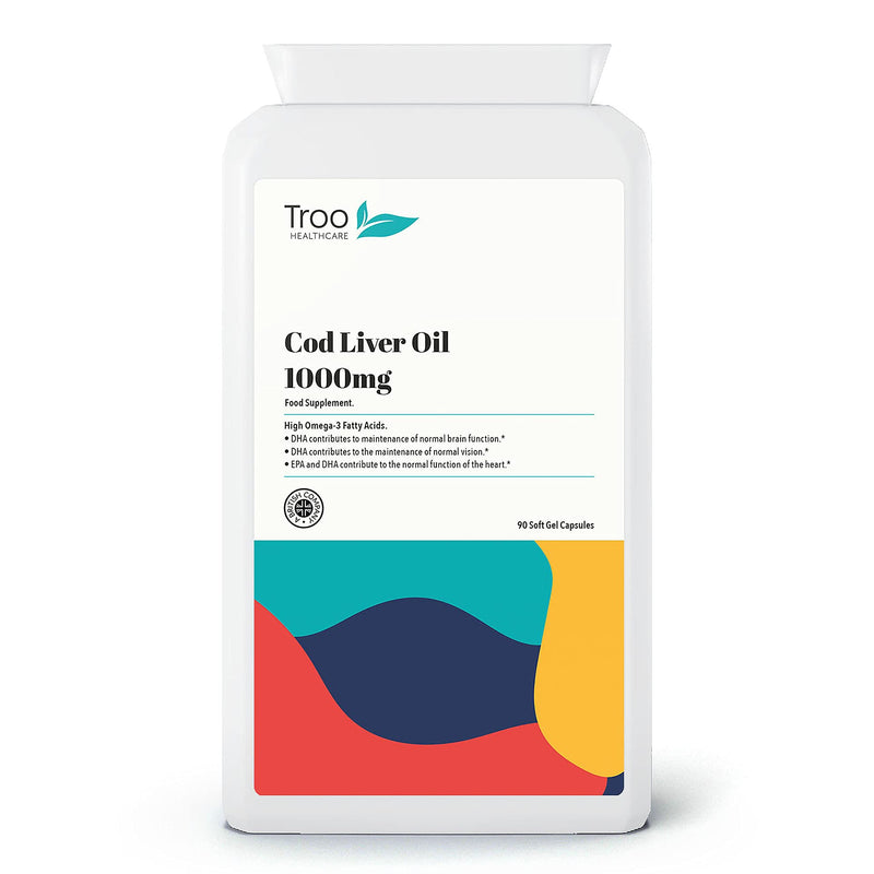 Cod Liver Oil Supplement 1000mg - 90 Soft Gel Capsules - Daily Omega 3 Supplement with DHA and EPA Essential Fatty Acids to Support Normal Function of The Heart, Brain and Eyes - NewNest Australia