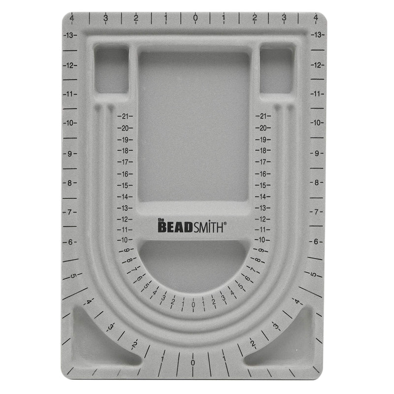 The Beadsmith Bead Board, Grey Flocked, 3 U-Shaped Channels, 6 Recessed Compartments, 9.5 x 13 inches, Design Boards for Creating Bracelets, Necklaces and Other Jewelry 28" - 3 Channel - NewNest Australia