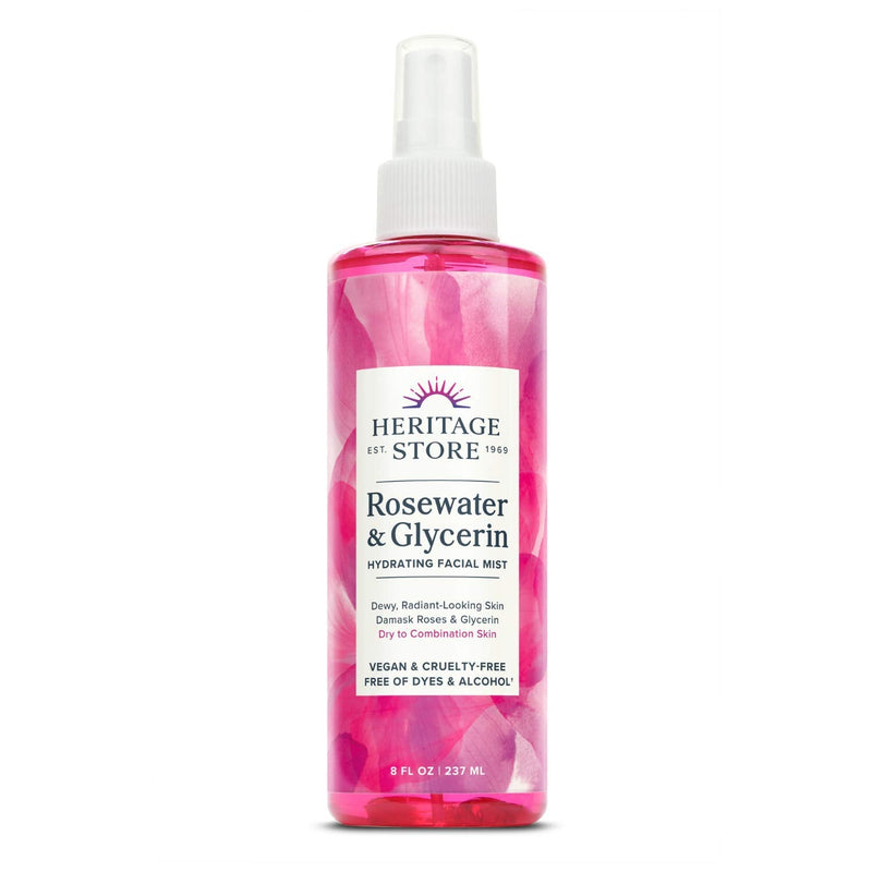 HERITAGE STORE Rosewater with Glycerin | Alcohol Free, 100% Pure Vegan | Benefits Skin, Hair & More | Facial Toner & Moisturizer | Mist Spray | 8 oz Single - NewNest Australia