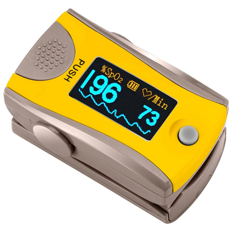 BLT M70 Fingertip Pulse Oximeter CE Approved, SpO2 Blood Oxygen Saturation Monitor Finger with Heart Rate Tracking for Children and Adult, Not Related To NHS (Includes Batteries and Lanyard) (Yellow) Yellow - NewNest Australia