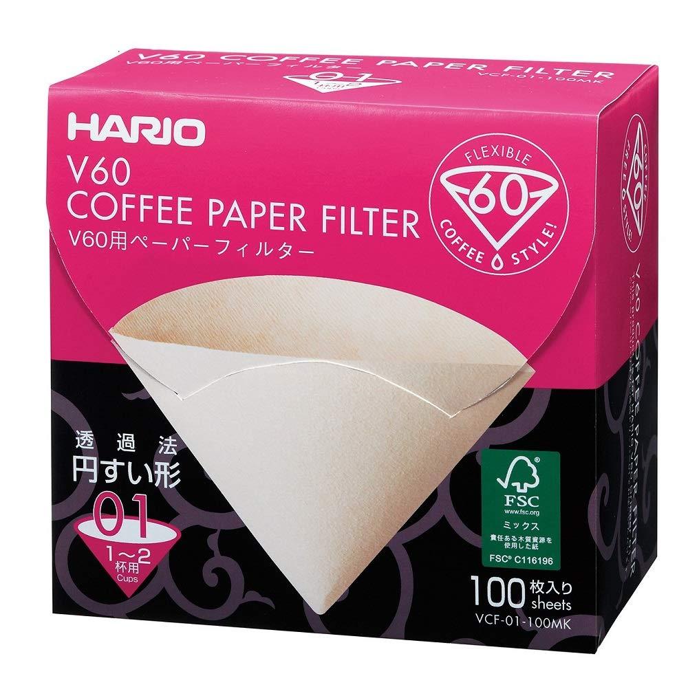 HARIO 100-Piece Misarashi Paper Filter for 01 Dripper Box of 100 Natural, Without Tabs Size 01 - NewNest Australia