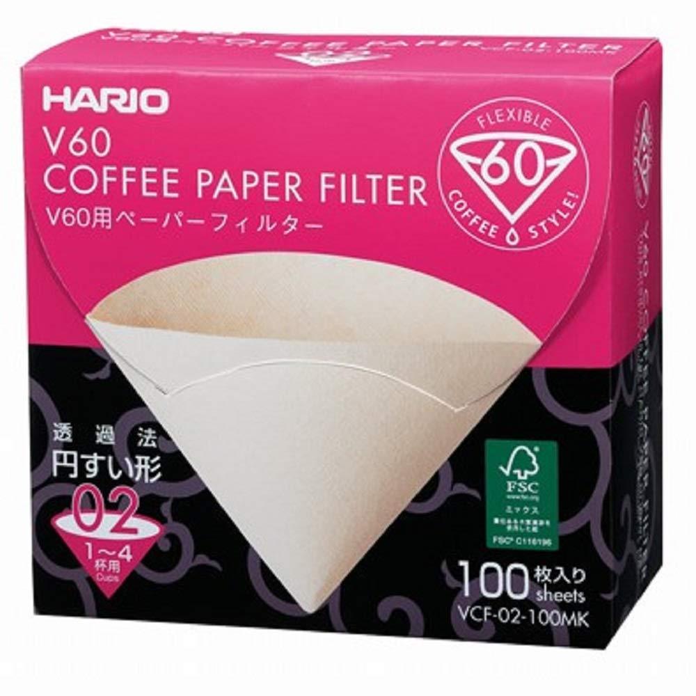 HARIO VCF-02-100MK 1-Piece Box of Paper Filter for 02 Dripper Misarashi Box of 100 Natural, Without Tabs Size 02 - NewNest Australia