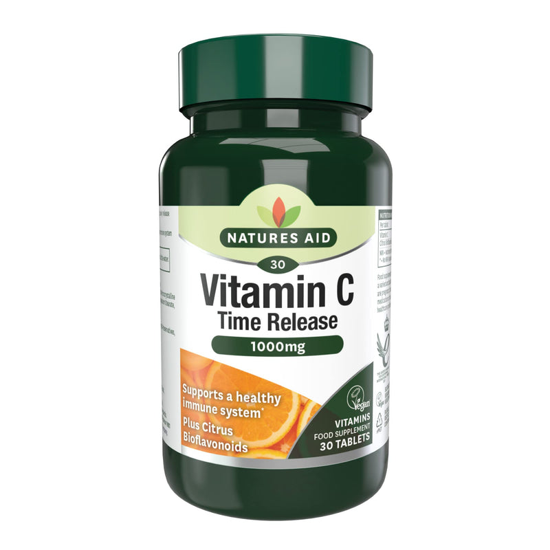 Natures Aid Vitamin C, Time Release 30 Tablets, 1000 mg (with Citrus Bioflavonoids, Slow Release, for the Normal Function of the Immune System, Vegan Society Approved, Made in the UK) - NewNest Australia