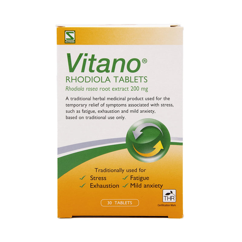 Schwabe Pharma - Vitano - Rhodiola Rosea Root Extract 200mg - Traditionally Used for Relief of Stress, Fatigue, Exhaustion, Mild Anxiety - Vegan Friendly - 30 Tablets - NewNest Australia