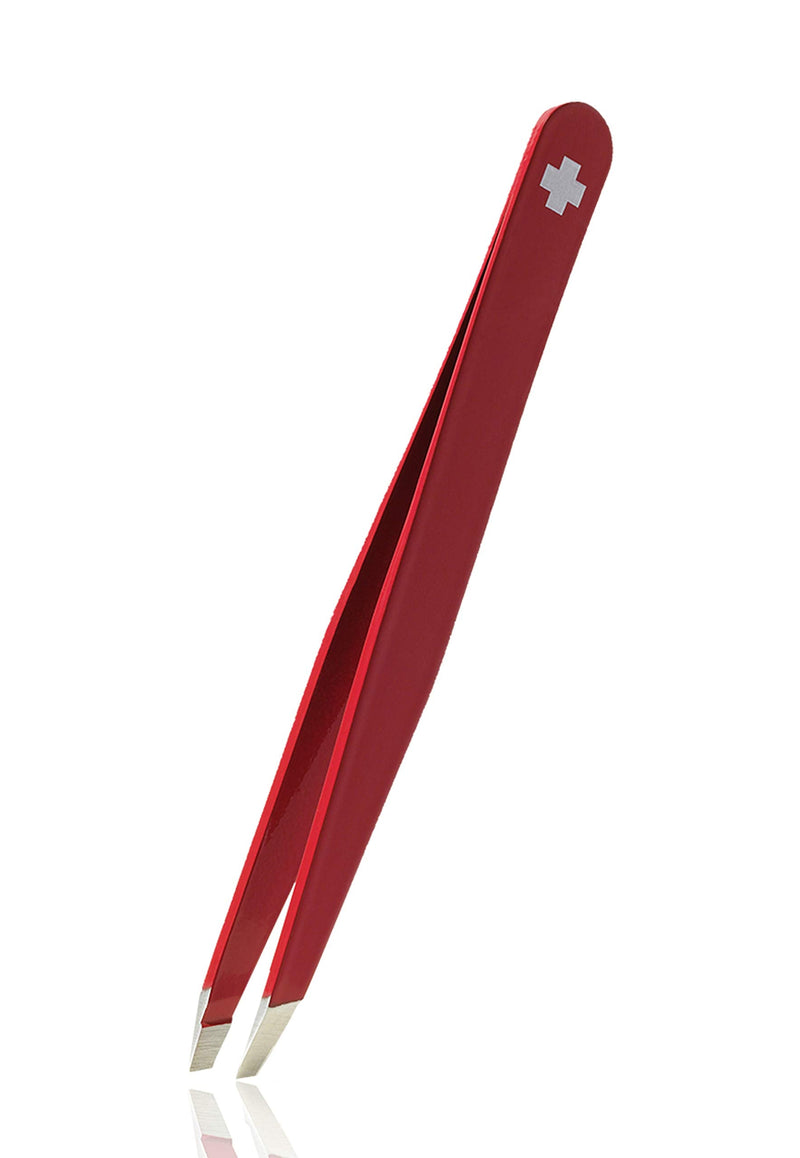 Rubis Hair Tweezers with Classic Slanted Tweezer Tip | Stainless Steel Tweezers for Plucking Eyebrows, Hairs, Moustache Hairs, and More | Perfectly Sculpted Eyebrows Every Time (red) - NewNest Australia