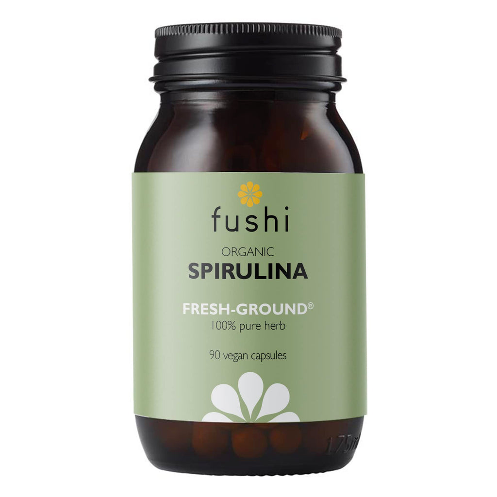 Fushi Organic Spirulina 500 mg, 90 Caps | Cold Processed | Vegan Protein source | Best for Iron, Protein, Vitamin B | Ethical & Vegan Society Approved | Manufactured in the UK - NewNest Australia