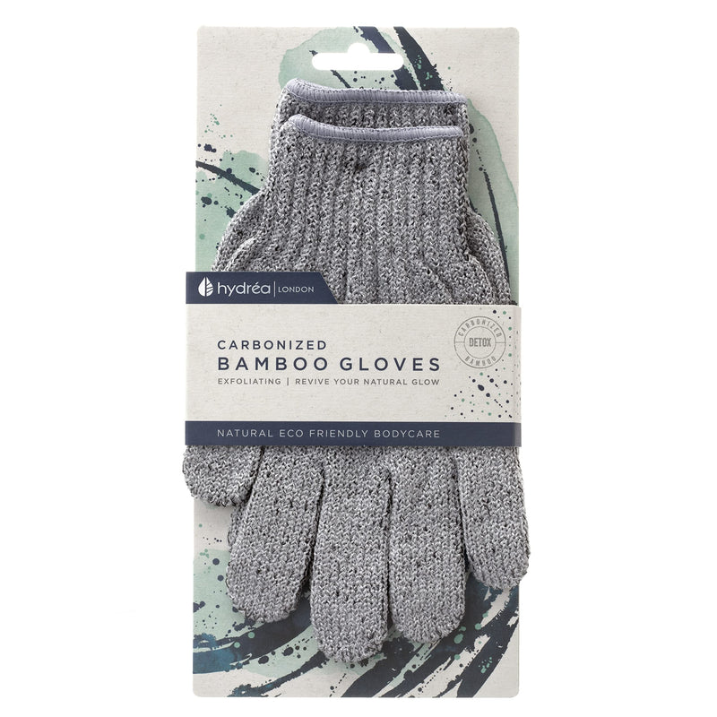 Hydrea London Exfoliating Gloves - Carbonised Bamboo Face Exfoliator & Body Scrubber for Men & Women - Deep-Cleansing & Smoothing Shower Mitt Exfoliant - Charcoal Facial Bath Scrub for Skincare - NewNest Australia