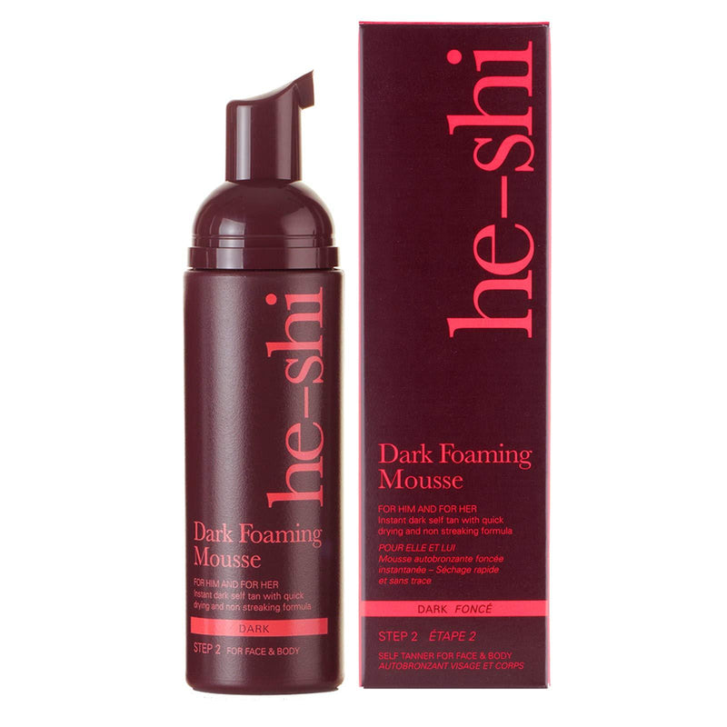 He-Shi Dark Foaming Mousse Instant Self Tanning Mousse – No Fake Tan Smell – Quick Dry and No Streaks Formula – Natural Vegan Formula Containing Glycerine – Body and Face Fake Tan (150ml) - NewNest Australia