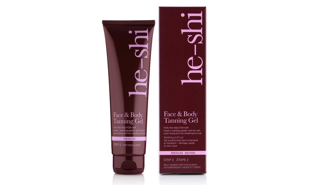 He-Shi Face & Body Fake Tan Gel – No Self Tan Smell, Quick Dry & Streak Free Formula – Clinically Proven Moisture Lock Technology; Aloe, Vitamins + Glycerine – Body & Face Tan (150ml Tanning Gel) 150 ml (Pack of 1) - NewNest Australia