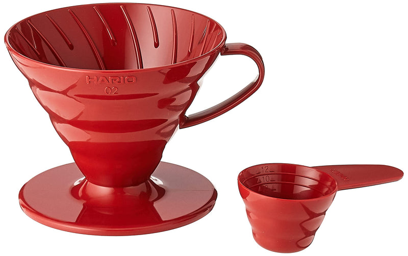 Hario V60 Plastic Coffee Dripper | V-Shaped Cone Coffee Dripper With Heat Retention, Red, Size 02 Size 02 - NewNest Australia