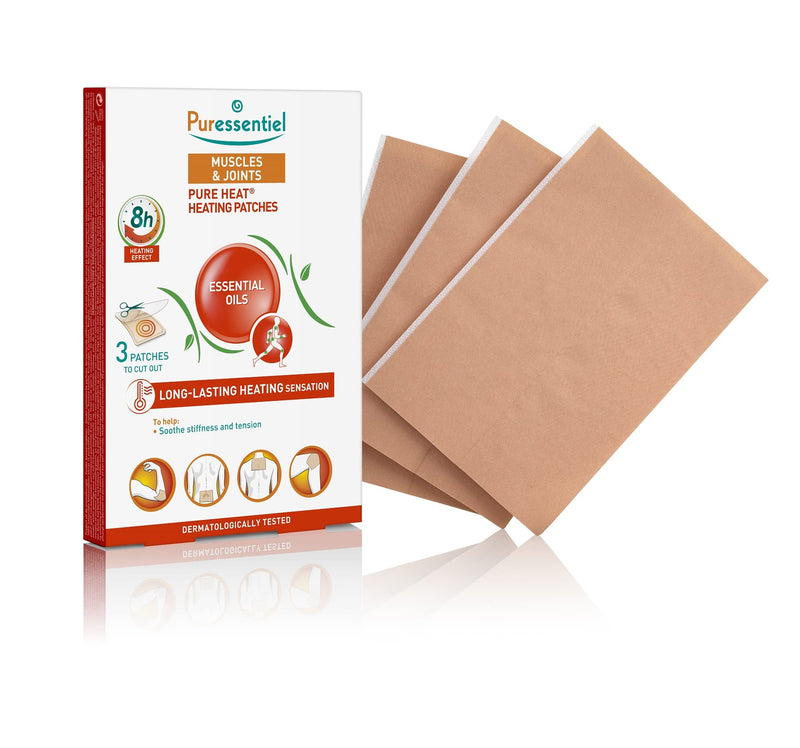 Puressentiel Muscles & Joints Heating Patches (3 Patches) - Soothe muscular tensions & sensitive joints - 8H warmth feeling - 100% natural origin - Pure essential oils - Wintergreen - Cuttable patches - NewNest Australia