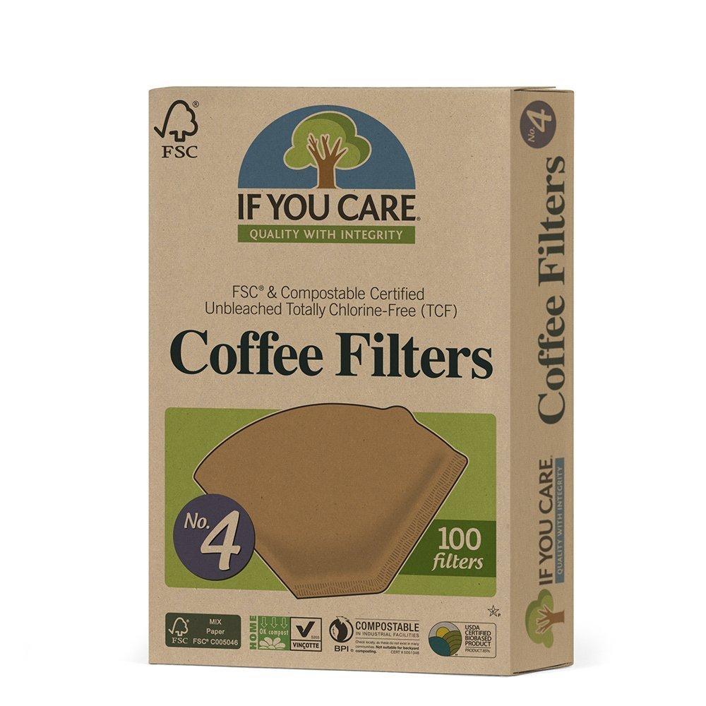 Pack of 5 x If You Care #4 Cone Coffee Filters - Brown - 100 Count - NewNest Australia