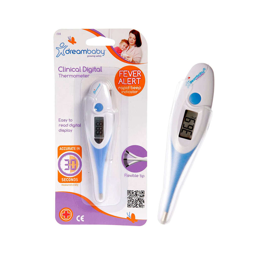 Dreambaby Clinical Digital Oral Thermometer - Accurate Temperature Reading in 30 seconds - With Fever Alert Sound Feature - Suitable for Infants, Toddlers & Adults - Blue - Model F318 - NewNest Australia